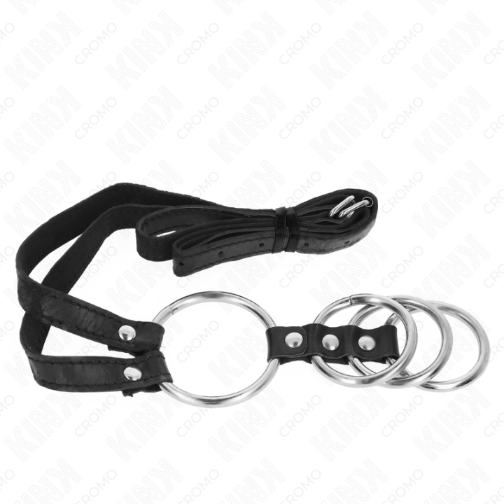KINK 4 ANILLOS PENE METAL CONECTADOS 38 CM A 5 CM CON CINTURON DE POLIPIEL 112 CM
