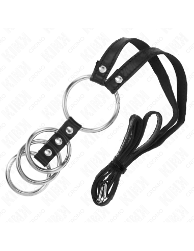 KINK 4 ANILLOS PENE METAL CONECTADOS 38 CM A 5 CM CON CINTURON DE POLIPIEL 112 CM