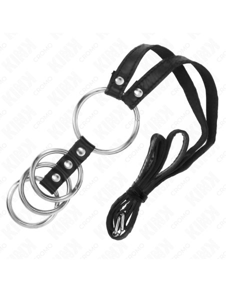 KINK 4 ANILLOS PENE METAL CONECTADOS 38 CM A 5 CM CON CINTURON DE POLIPIEL 112 CM KINK 4 ANILLOS PENE METAL CONECTADOS 38 CM A 5 CM CON CINTURON DE POLIPIEL 112 CM