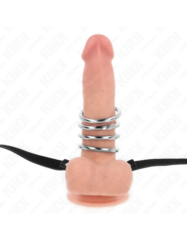 KINK 5 ANILLOS PENE 38 CM A 5 CM METAL CON CINTURON POLIPIEL 112 CM