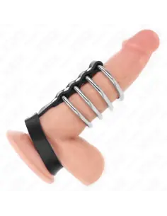 KINK 4 ANILLOS PENE METAL 38 CM CONECTADOS CON CORREA DE CUERO 22 X 15 CM Y CIERRE A PRESION 2