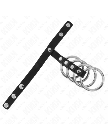 KINK 4 ANILLOS PENE METAL 38 CM CONECTADOS CON CORREA DE CUERO 22 X 15 CM Y CIERRE A PRESION KINK 4 ANILLOS PENE METAL 38 CM CONECTADOS CON CORREA DE CUERO 22 X 15 CM Y CIERRE A PRESION