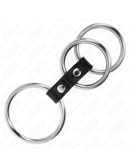 KINK ANILLO PENE TRIPLE METAL 37 CM A 5 CM CONECTADOS CON CUERO KINK ANILLO PENE TRIPLE METAL 37 CM A 5 CM CONECTADOS CON CUERO