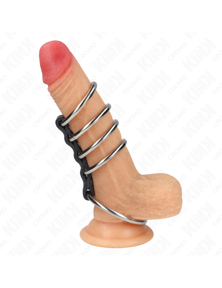 KINK 5 ANILLOS PENE 37 CM A 5 CM METAL CONECTADOS POR CUERO KINK 5 ANILLOS PENE 37 CM A 5 CM METAL CONECTADOS POR CUERO
