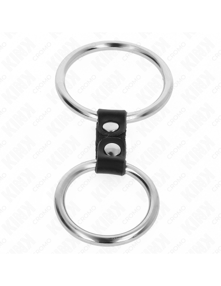KINK ANILLO PENE DOBLE METAL 37 CM A 5 CM CONECTADOS POR CORREA POLIPIEL MODELO 2 KINK ANILLO PENE DOBLE METAL 37 CM A 5 CM CONECTADOS POR CORREA POLIPIEL MODELO 2