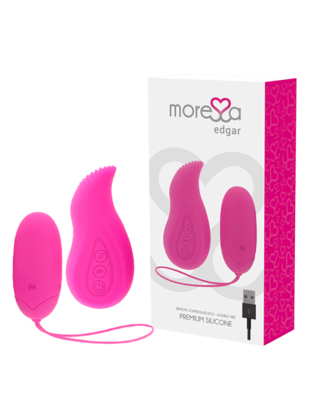 MORESSA EDGAR SET DUO HUEVO REMOTO Y MANDO CON VIBRACIAN INCORPORADA PREMIUM SILICONE CONTROL REMOTO