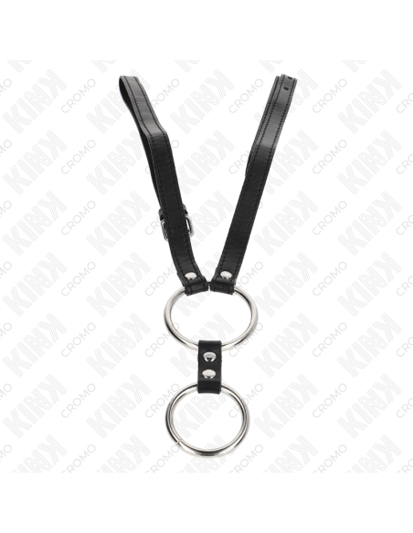 KINK ANILLO PENE DOBLE METAL 38 CM A 5 CM CON CINTURON DE POLIPIEL 112 CM KINK ANILLO PENE DOBLE METAL 38 CM A 5 CM CON CINTURON DE POLIPIEL 112 CM