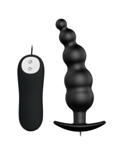 PRETTY LOVE PLUG ANAL SILICONA ESTIMULACION EXTRA Y 12 MODOS VIBRACION NEGRO CONTROL REMOTO