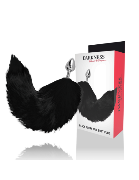 DARKNESS PLUG ANAL SILVER 8 CM CON COLA NEGRO DARKNESS PLUG ANAL SILVER 8 CM CON COLA NEGRO