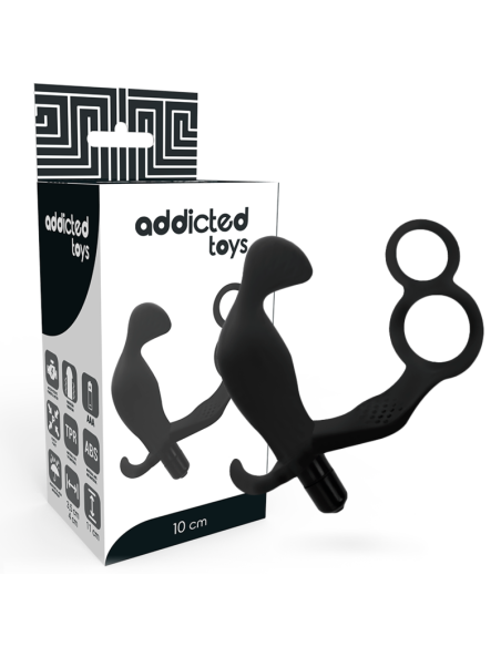 ADDICTED TOYS PLUG ANAL CON ANILLA DOBLE PENE Y TESTICULOS NEGRO