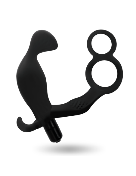 ADDICTED TOYS PLUG ANAL CON ANILLA DOBLE PENE Y TESTICULOS NEGRO