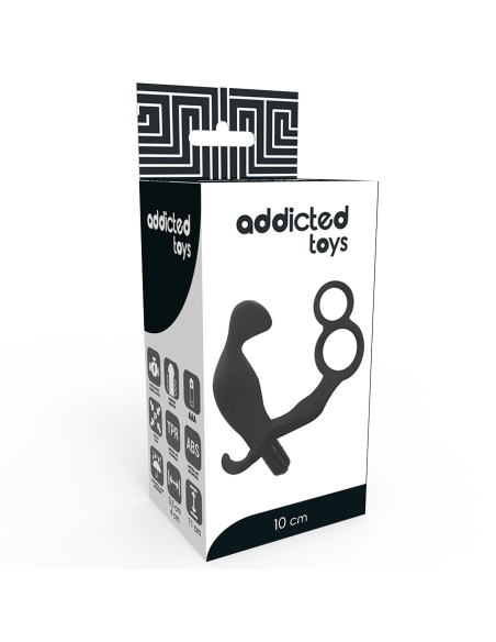 ADDICTED TOYS PLUG ANAL CON ANILLA DOBLE PENE Y TESTICULOS NEGRO