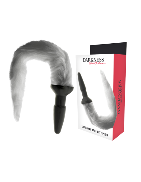 DARKNESS PLUG ANAL SILICONA CON COLA GRIS DARKNESS PLUG ANAL SILICONA CON COLA GRIS