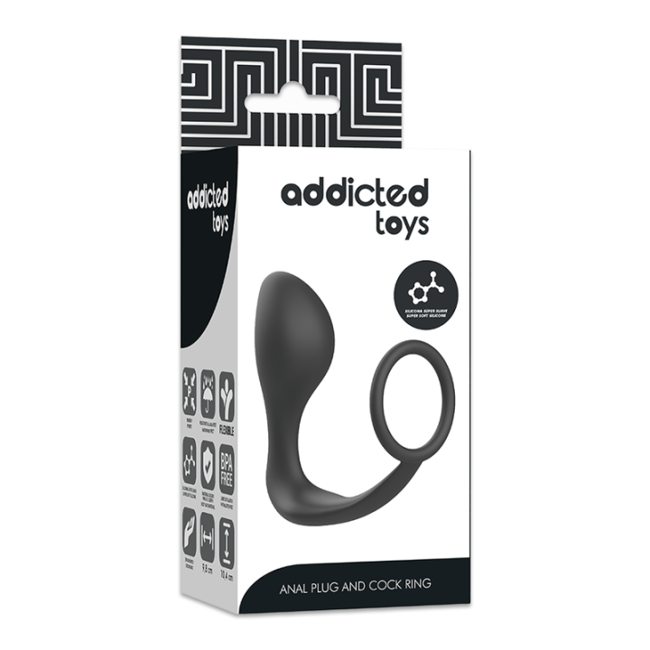 ADDICTED TOYS PLUG ANAL CON ANILLO SILICONA NEGRO