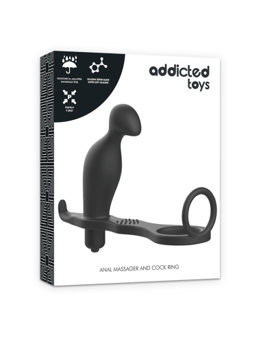 ADDICTED TOYS PLUG ANAL CON ANILLO SILICONA NEGRO 12 CM