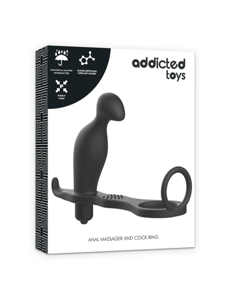 ADDICTED TOYS PLUG ANAL CON ANILLO SILICONA NEGRO 12 CM