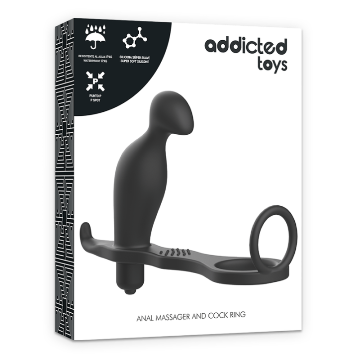 ADDICTED TOYS PLUG ANAL CON ANILLO SILICONA NEGRO 12 CM