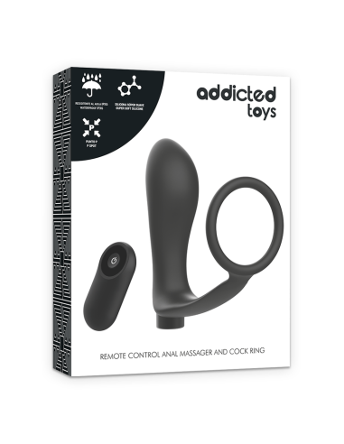 ADDICTED TOYS ANILLA PENE CON PLUG ANAL CONTROL REMOTO NEGRO RECARGABLE