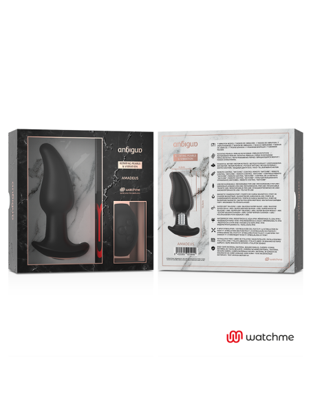 ANBIGUO WATCHME CONTROL REMOTO PLUG ANAL VIBRADOR CON ROTACION DE PERLAS AMADEUS