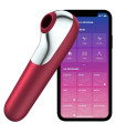 SATISFYER - DUAL LOVE VIBRATOR AND SUCTIONER WITH PULSED AIR RED