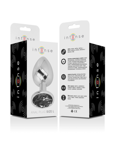 INTENSE PLUG ANAL METAL ALUMINIO CON CRISTAL NEGRO TALLA L