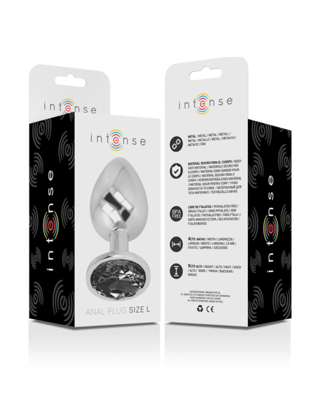 INTENSE PLUG ANAL METAL ALUMINIO CON CRISTAL NEGRO TALLA L