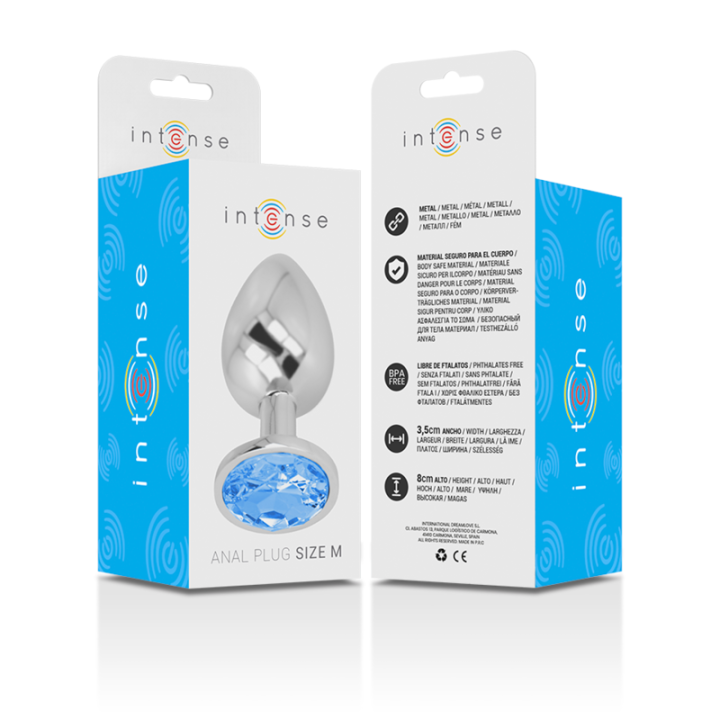 INTENSE PLUG ANAL METAL ALUMINIO CON CRISTAL AZUL TALLA M