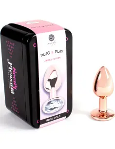 SECRETPLAY METAL BUTT PLUG ORO ROSA TALLA S 7 CM 2