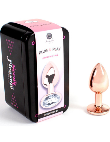 SECRETPLAY METAL BUTT PLUG ORO ROSA TALLA S 7 CM