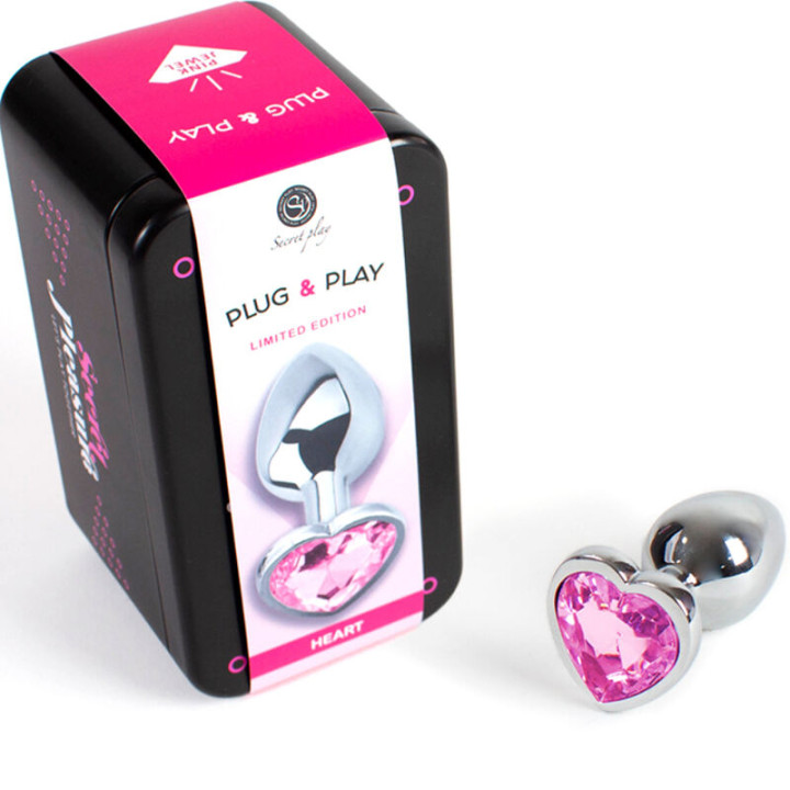 SECRETPLAY METAL BUTT PLUG CORAZON FUCSIA TALLA S 7 CM