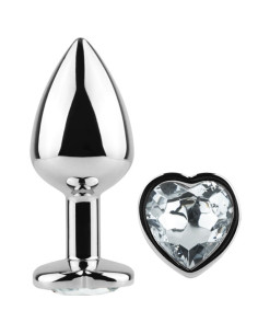 SECRETPLAY METAL BUTT PLUG CORAZON TRANSPARENTE TALLA S 7 CM