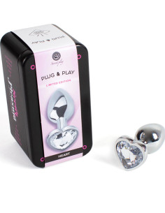 SECRETPLAY METAL BUTT PLUG CORAZON TRANSPARENTE TALLA S 7 CM 2