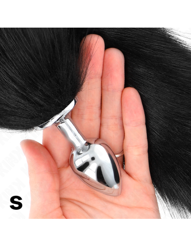 KINK PLUG ANAL TALLA S 7 X 3 CM CON COLA SINTETICA 40 CM NEGRO