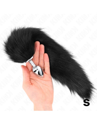 KINK PLUG ANAL TALLA S 7 X 3 CM CON COLA SINTETICA 40 CM NEGRO