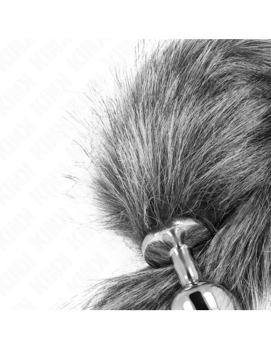 KINK PLUG ANAL TALLA M 8 X 35 CM CON COLA SINTETICA 40 CM PLATEADO