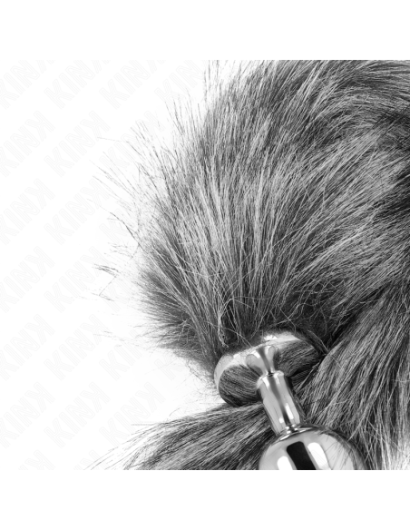 KINK PLUG ANAL TALLA M 8 X 35 CM CON COLA SINTETICA 40 CM PLATEADO KINK PLUG ANAL TALLA M 8 X 35 CM CON COLA SINTETICA 40 CM PLATEADO