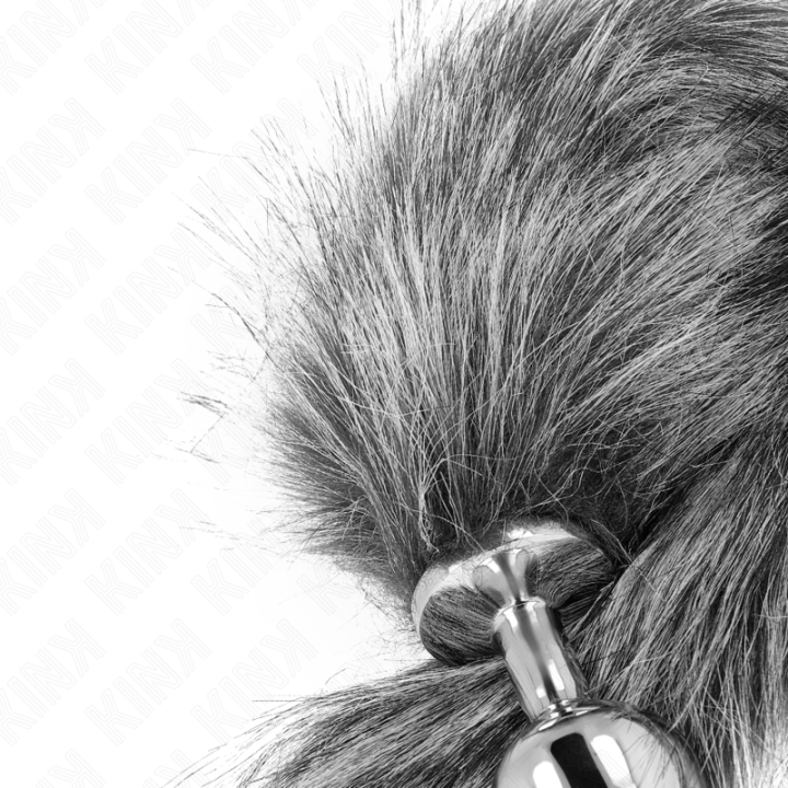 KINK PLUG ANAL TALLA M 8 X 35 CM CON COLA SINTETICA 40 CM PLATEADO