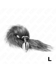 KINK PLUG ANAL TALLA L 10 X 4 CM CON COLA SINTETICA 40 CM PLATEADO 2