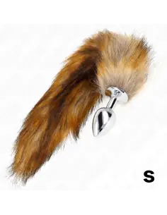 KINK PLUG ANAL TALLA S 7 X 3 CM CON COLA SINTETICA 40 CM MARRON