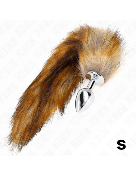 KINK PLUG ANAL TALLA S 7 X 3 CM CON COLA SINTETICA 40 CM MARRON