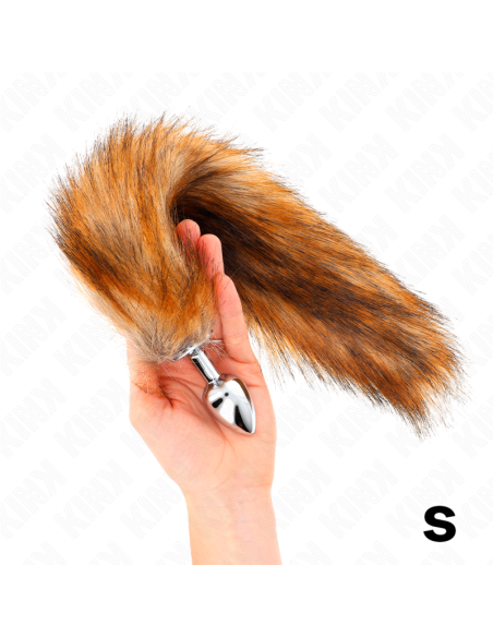 KINK PLUG ANAL TALLA S 7 X 3 CM CON COLA SINTETICA 40 CM MARRON