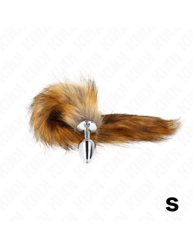 KINK PLUG ANAL TALLA S 7 X 3 CM CON COLA SINTETICA 40 CM MARRON