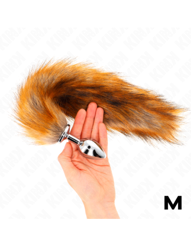 KINK PLUG ANAL TALLA M 8 X 35 CM CON COLA SINTETICA 40 CM MARRON