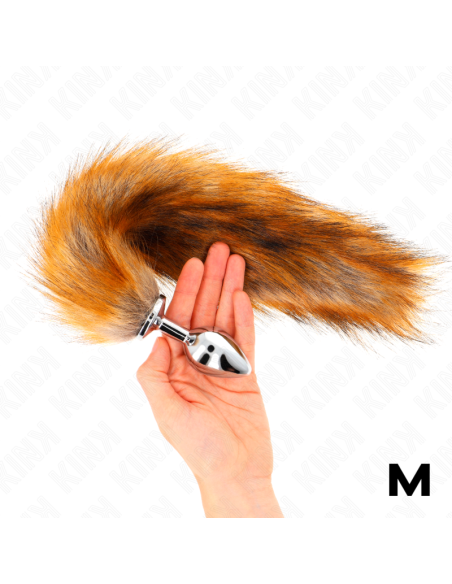 KINK PLUG ANAL TALLA M 8 X 35 CM CON COLA SINTETICA 40 CM MARRON