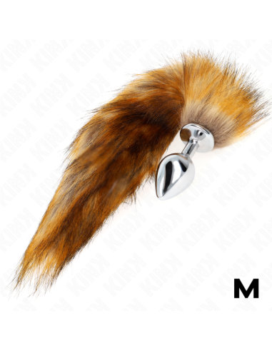 KINK PLUG ANAL TALLA M 8 X 35 CM CON COLA SINTETICA 40 CM MARRON