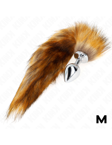 KINK PLUG ANAL TALLA M 8 X 35 CM CON COLA SINTETICA 40 CM MARRON