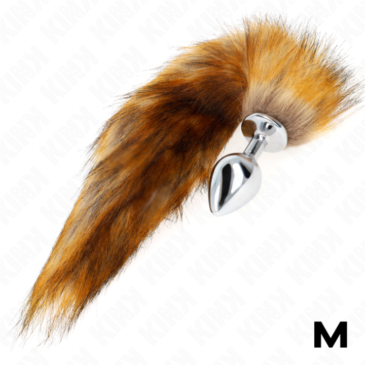 KINK PLUG ANAL TALLA M 8 X 35 CM CON COLA SINTETICA 40 CM MARRON