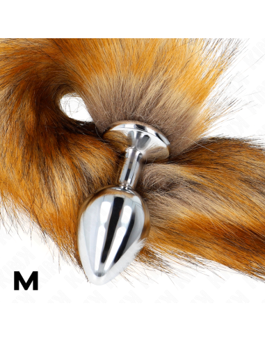 KINK PLUG ANAL TALLA M 8 X 35 CM CON COLA SINTETICA 40 CM MARRON