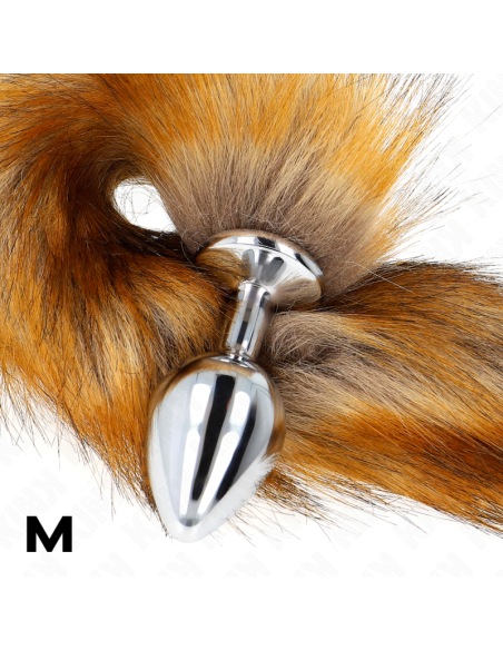 KINK PLUG ANAL TALLA M 8 X 35 CM CON COLA SINTETICA 40 CM MARRON