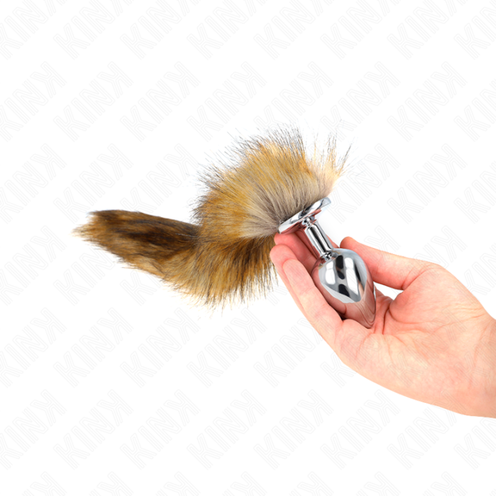 KINK PLUG ANAL TALLA L 10 X 4 CM CON COLA SINTETICA 40 CM MARRON